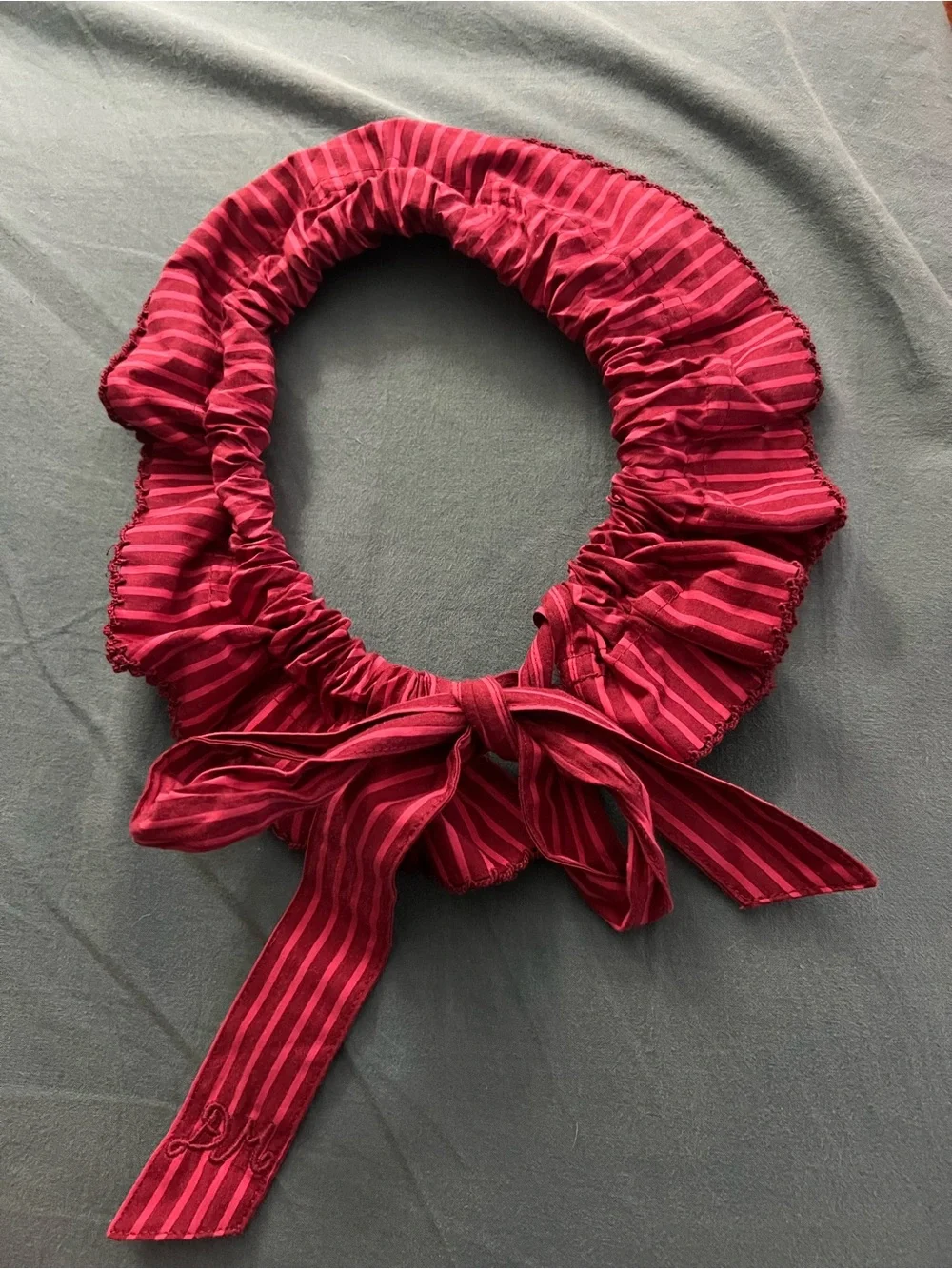 Damson Madder Hair bow scrunchie bun wrap Stripes OS